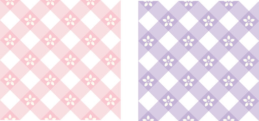 Seamless geometric floral gingham vichy tartan check plaid for dress, scarf, skirt, picnic tablecloth, other fabric design