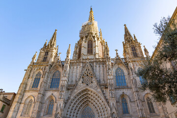 Fototapeta na wymiar The Cathedral of the Holy Cross and Saint Eulalia, Barcelona Cathedral, Spain