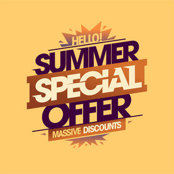 Summer special offer, massive discounts, summer sale web banner