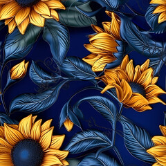 Pattern with flowers Sunflowers seamless Ai generative