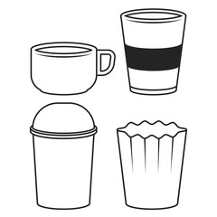 Doodle vector of glasses and cups. Cute doodle vector. Glass doodle