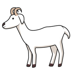 Vector doodle of a white goat. Doodle animal character. Cute doodles for kids