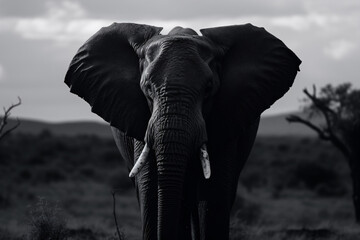 A black and white portrait of an elephant Generative Ai