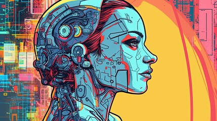 AI algorithms for robot decision-making concept . Fantasy concept , Illustration painting.