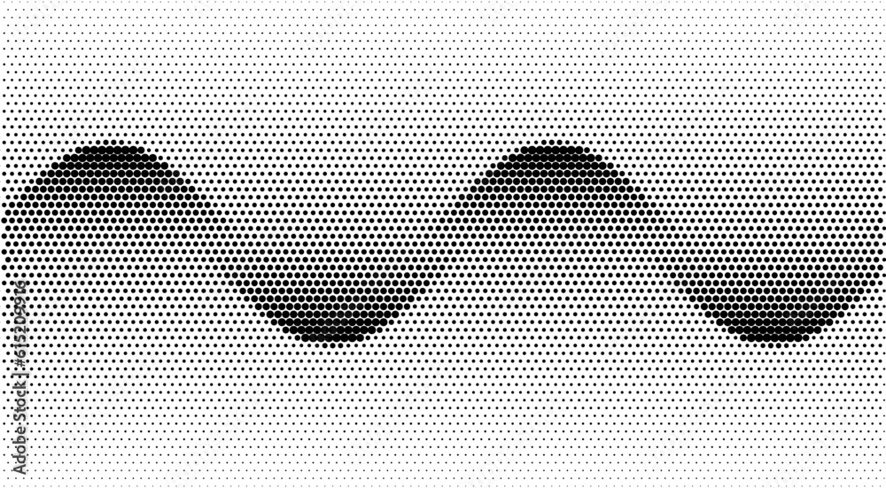 Fototapete Abstract art geometric background with black halftone dots. Optical illusion with waves and transition.