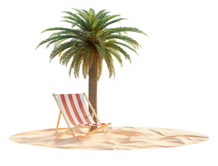 Beach Chair under Coconut Trees under blue sky