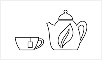 Doodle teapot with cup icon isolated Hand drawn food drink clipart Vector stock illustration EPS 10