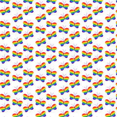 Background LGBTQ flag colors butterflies