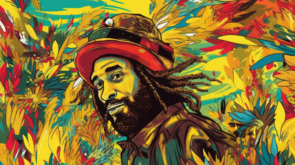 Illustration painting male reggae portrait 