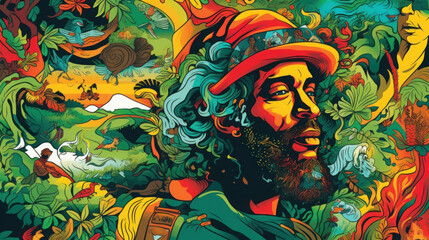 painting of Reggae male portrait