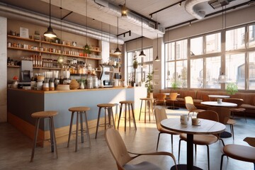Fototapeta na wymiar Interior design coffee shop view of modern, Soft tones.