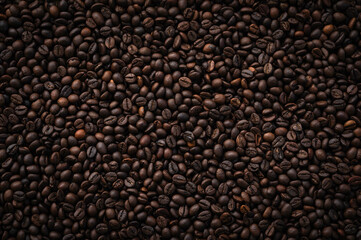 Coffee beans top view, High quality coffee beans background for coffee advertising poster