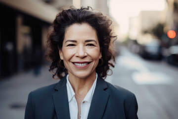 Middle aged latin american woman in business suit