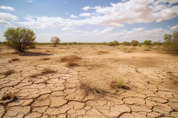 Fototapeta na wymiar Wild nature drought view extremely hot summer