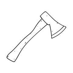 Axe vector icon with short ax handle hand drawn. Hatchet on white background in doodle style.