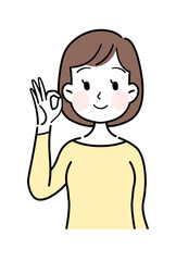 女性の表情　OK　べクターイラスト素材