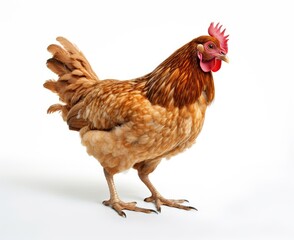 Young brown hen isolated on white background. created with Generative AI technology - obrazy, fototapety, plakaty
