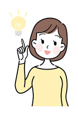 女性の表情　ひらめき　べクターイラスト素材