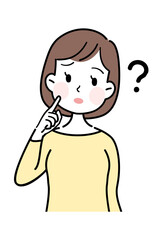女性の表情　疑問　べクターイラスト素材