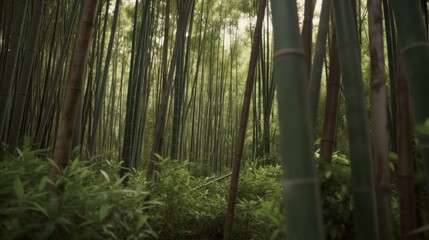 Fototapeta premium A bamboo forest growing rapidly after the rainy season