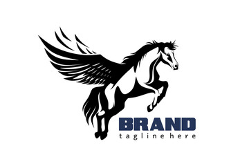 Pegasus logo design, horse Simple Black Silhouette