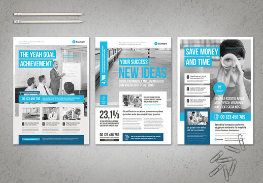 Blac and White Business Flyer Layout with Blue Elements