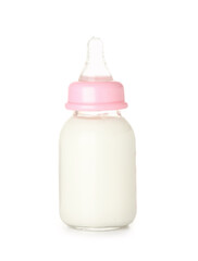 Bottle of milk for baby isolated on white background
