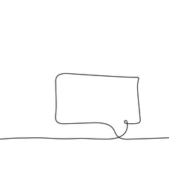 Speech bubble icon hand drawn with single one continuous line. Isolated vector illustration. Editable stroke.