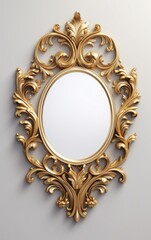 vintage design, golden decorative frame mirror, antoque mirror, classical design mirror. created with Generative AI technology