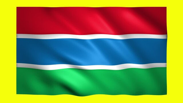 The Gambia flag on green screen for chroma key