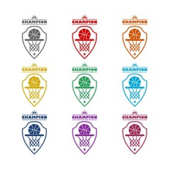 Basketball club logo icon isolated on white background. Set icons colorful