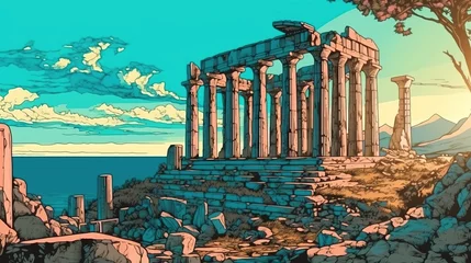 Fotobehang Ancient ruins in Greece . Fantasy concept , Illustration painting. © X-Poser