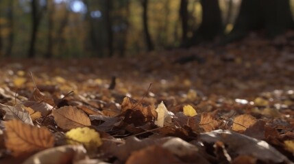 An array of autumn leaves slowly covering the forest floor