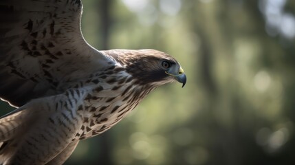 Fototapeta premium The silent swoop of a hawk as it captures its prey