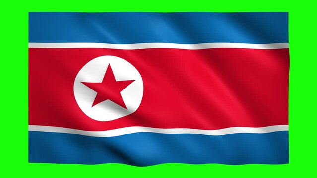 North Korea flag on green screen for chroma key