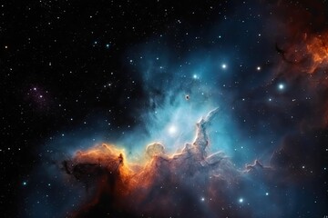 Fototapeta na wymiar Telescope imagery of Starfield with nebula. Generative AI.