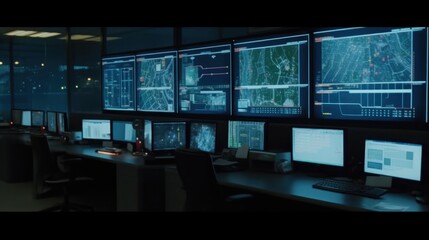 Fototapeta premium The automated traffic control system of a city being hacked