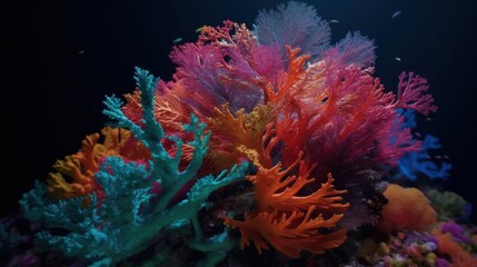 The vibrant bloom of an underwater coral reef