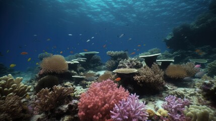 Fototapeta na wymiar The vibrant bloom of an underwater coral reef