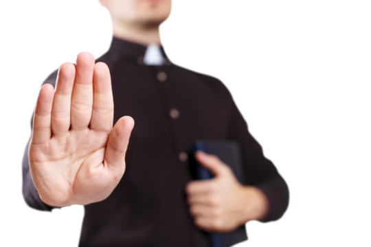 Pastor showing palm cut out