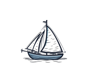 Sailing boat flat vector illustration isolated on white background