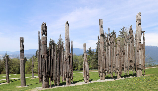 Native Indian totems on Burnaby Mountain