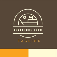 Simple outline Adventure Logo Design Isolated. Mountain Nature Logo Ready file EPS10