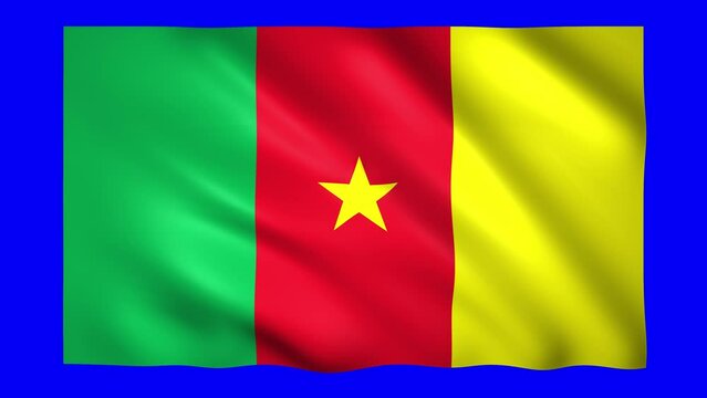 Flag of Cameroon on blue screen for chroma key