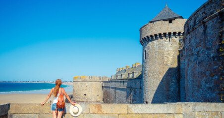Woman tourist in Saint Malo- France