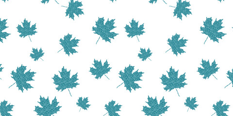 Seamless pattern autumn leaves. Vector illustration of  leaves in cartoon style. 