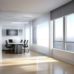 Fototapeta premium büro leer bürogebäude penthouse firma beratung beratungsraum startup bolick fenste rhochhause - fiktives szenario generative ki