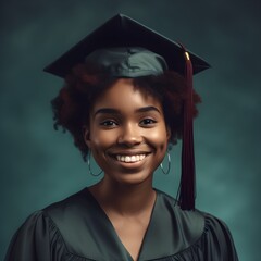 Portrait of a beautiful young girl  in mortarboard and gown