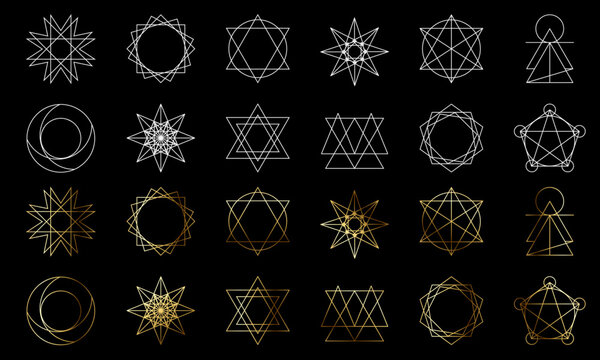 Sacred geometry shapes. Vector illustration isolated on white background