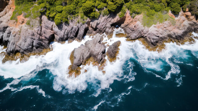 waves on the rocks HD 8K wallpaper Stock Photographic Image